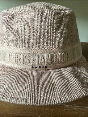 Dior Light Pink Bucket Hat with Embroidered Logo
